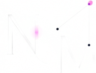 NM monogram drawn with thin lines and connected dots